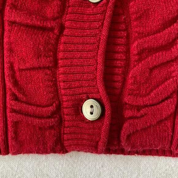 Eddie Bauer Womens Red Cable Knit Button Up Crew Neck Sweater. Sz-M - Picture 11 of 16